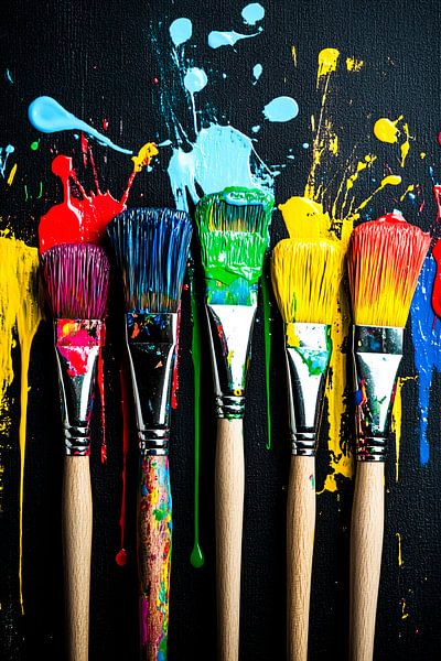 Pinceaux colorés avec éclaboussures de peinture par Imperial Art House