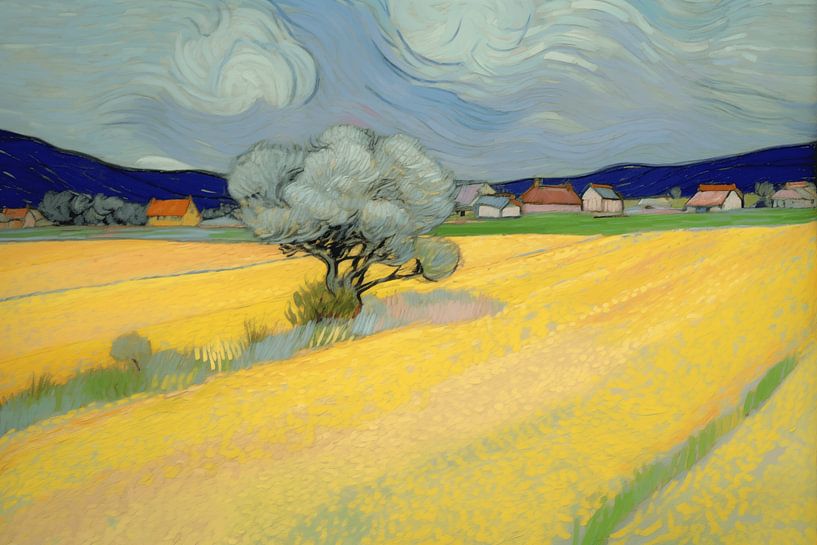 Landschap met boom in van Gogh-stijl_landscape van Ton Kuijpers