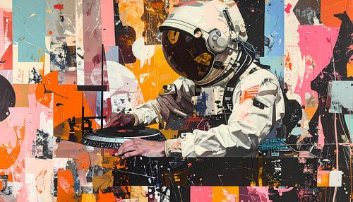 Astronaut DJ Expressief en kleurig statement - een schilderij me