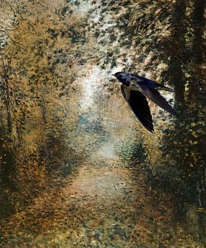 Pierre Auguste Renoir in het bos - met zwaluw van Digital Art Studio
