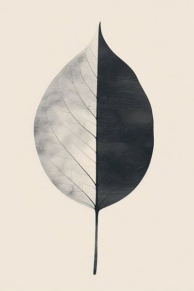 Minimalist, abstract illustration of an elegant leaf. by Thea