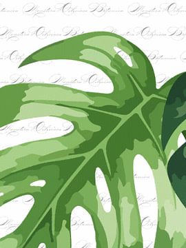 Plantblad op wit met tekst als drieluik 1 van 3 van AidasignArt