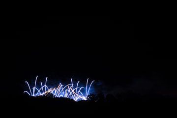 International fireworks festival near stuttgart with blue fountain of fire by adventure-photos