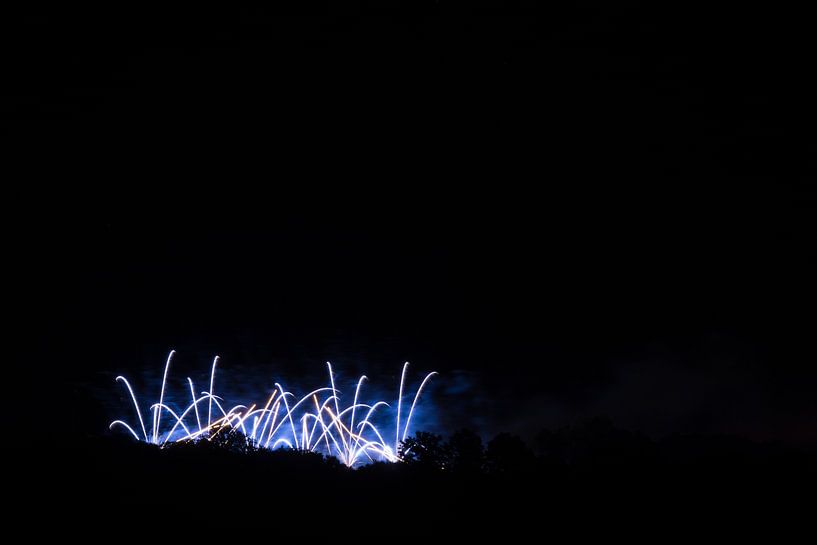 International fireworks festival near stuttgart with blue fountain of fire by adventure-photos