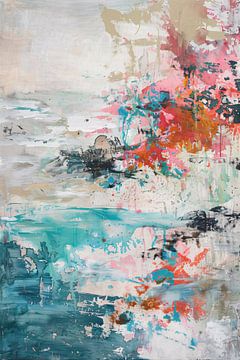 Abstract painting of beach in bright colours by Art & Soul Creations
