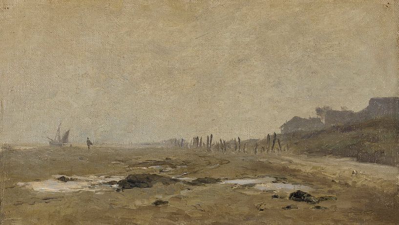 Carlos de Haes-Seelandschaft mit Ebbe am Morgen, Antike Landschaft von finemasterpiece