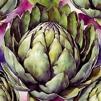 Artischocke, Aquarell, Inkt
