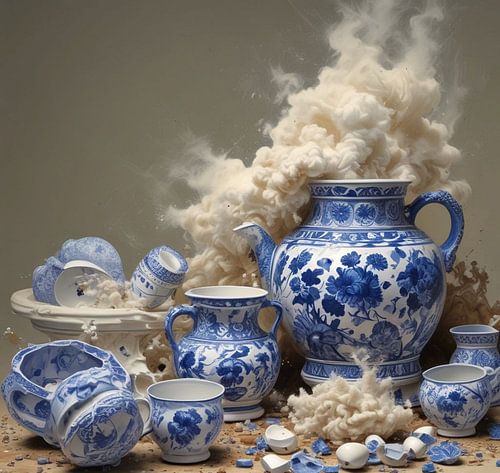 Delfts blauw theepot steaming en servies art.