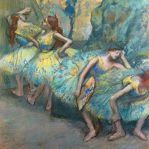 Tänzer in Blau und Grün