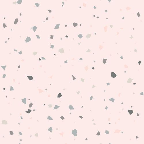 Abstract Terrazzo behang in pastel roze en grijs.