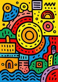Bunte Abstrakte Stadt Doodle Kunst von Niklas Maximilian