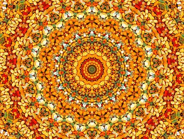 Retro Okerade (Mandala aus ockerfarbenen Steinen) von Caroline Lichthart