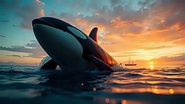 Orque dans une mer de braise sur Jean Pierre