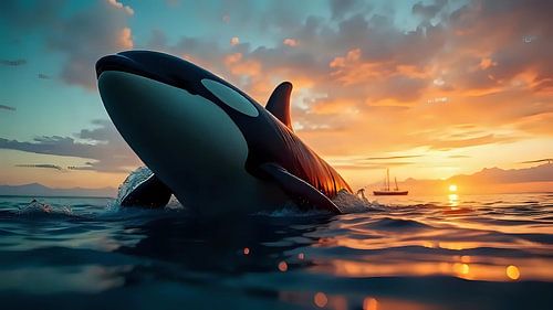 Orka's in de gloeiende zee