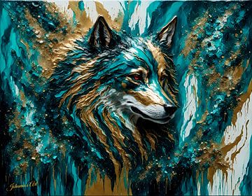 Art abstrait du loup 6 sur Johanna's Art