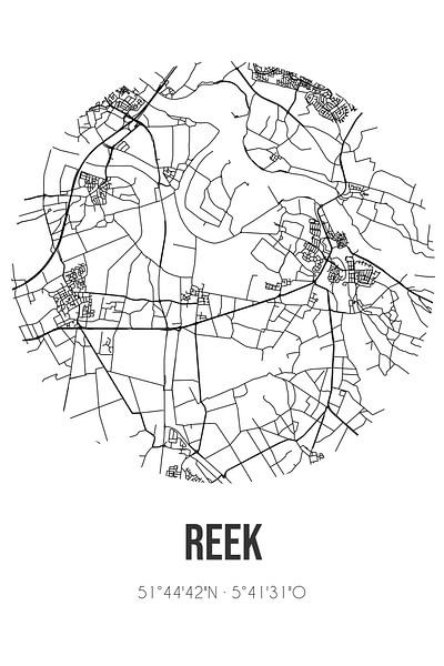 Reek (Noord-Brabant) | Landkaart | Zwart-wit van Stad & Wand