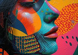 Portrait moderne | Visage coloré sur Caprices d'Art