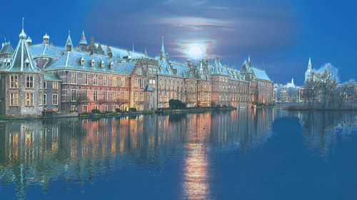 Het Binnenhof bij maanlicht