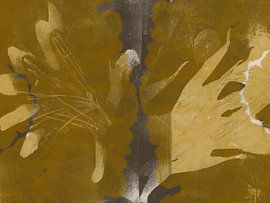 Modern abstract art. Organic shapes in ochre and black. by Dina Dankers
