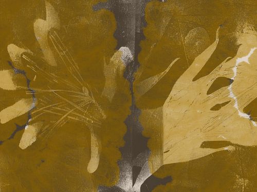 Art abstrait moderne. Formes organiques en ocre et noir.