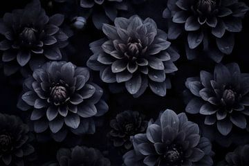 Dark Moody Dahlia Flowers Watercolor Luxury 