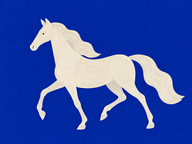 Een wit paard in een kobaltblauw veld van Mosaic Dialogue