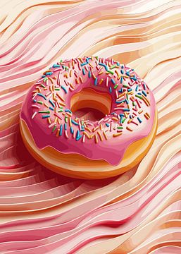 Roze donut met hagelslag op abstracte achtergrond van Pixelbull Design