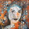 Portret vrouw met abstracte patronen van Lida Bruinen
