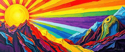 Waar de zon in kleur dipt en de regenboog draagt - Een schilderkunstige benadering van licht, gevoel en de diepten van innerlijke werelden