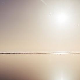 Spiegelgladde weidse Waddenzee Vlieland - natuurfotografie print van Laurie Karine van Dam