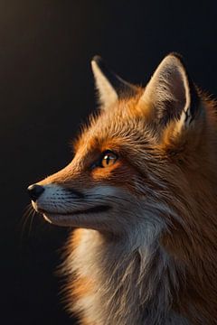 Intensiver Blick eines majestätischen Fuchses von De Muurdecoratie