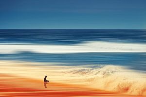 Homme et vague - Scène de plage abstraite