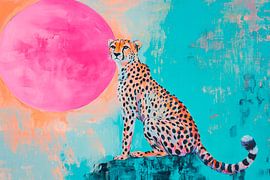 Léopard dans une explosion de couleurs - œuvre d'art moderne sur Poster Art Shop