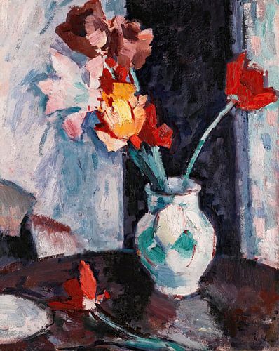 Samuel John Peploe - Tulpen in een witte vaas