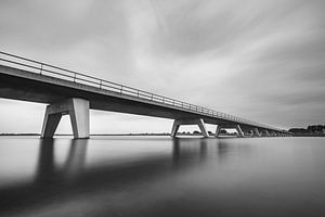 Bridge over a lake in black and white with long exposure