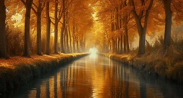 Waterweg in de herfst van fernlichtsicht