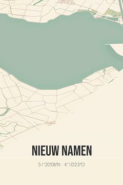 Vintage landkaart van Nieuw Namen (Zeeland) van Rezona