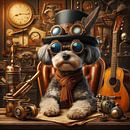 Dog with glasses and hat and guitar by Bernhard Karssies thumbnail
