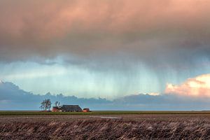 Regen in de polder Noordpolder  van R Smallenbroek