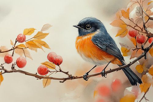 schilderachtige kunst japan vogel