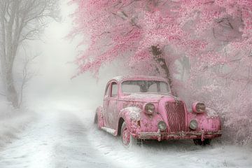 Winter, landschap, vintage auto, sprookjesachtig -  van Joriali fotografie en schilderijen