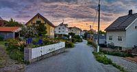 Sunset in the small fishing village Alnes on Godøy, Norway