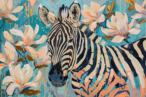 Zebra met bloemen