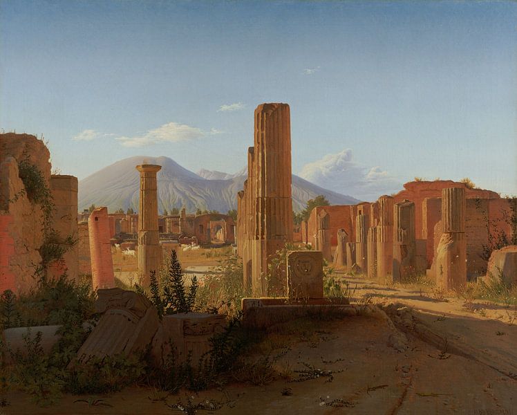 The Forum, Pompeii, with Vesuvius in the Distance, Christen Købke by Masterful Masters