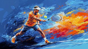Tennisser met een krachtige forehand van Frank Heinz