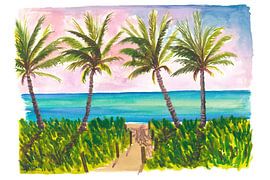 Magnifique paysage marin avec palmiers et mer turquoise