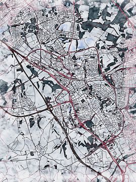 Map of Heerlen with the style 'White Winter' by Maporia