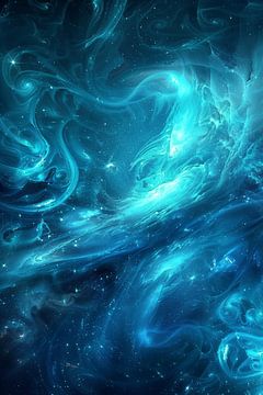 Galactische diepten in blauw en turquoise van artefacti