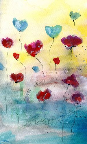 Parmantig 2 blauwe en rode bloemen