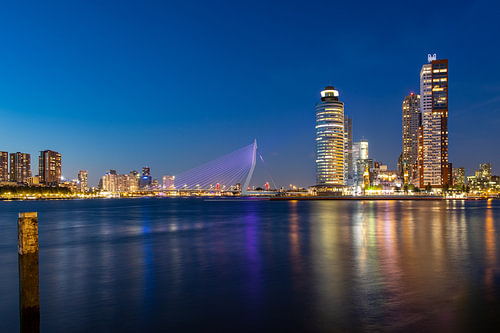 Erasmusbrug paars verlicht